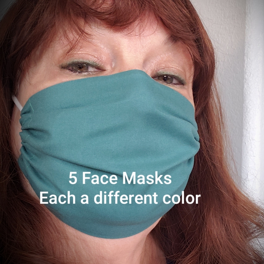 FIVE FACE MASKS - DIFFERENT SOLID COLORS